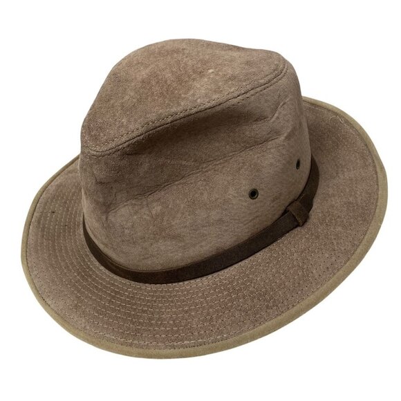 HENSCHEL Mens Outback Hat Size Large Brown Faux Suede Aussie Cowboy - Picture 1 of 13